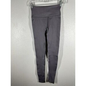 Fabletics Yoga Leggings Womens XS Tall Gray Purple High Waisted Seamless Rib